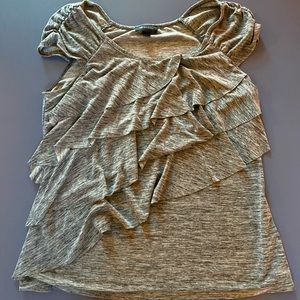 Ruffled Heathered Gray Blouse